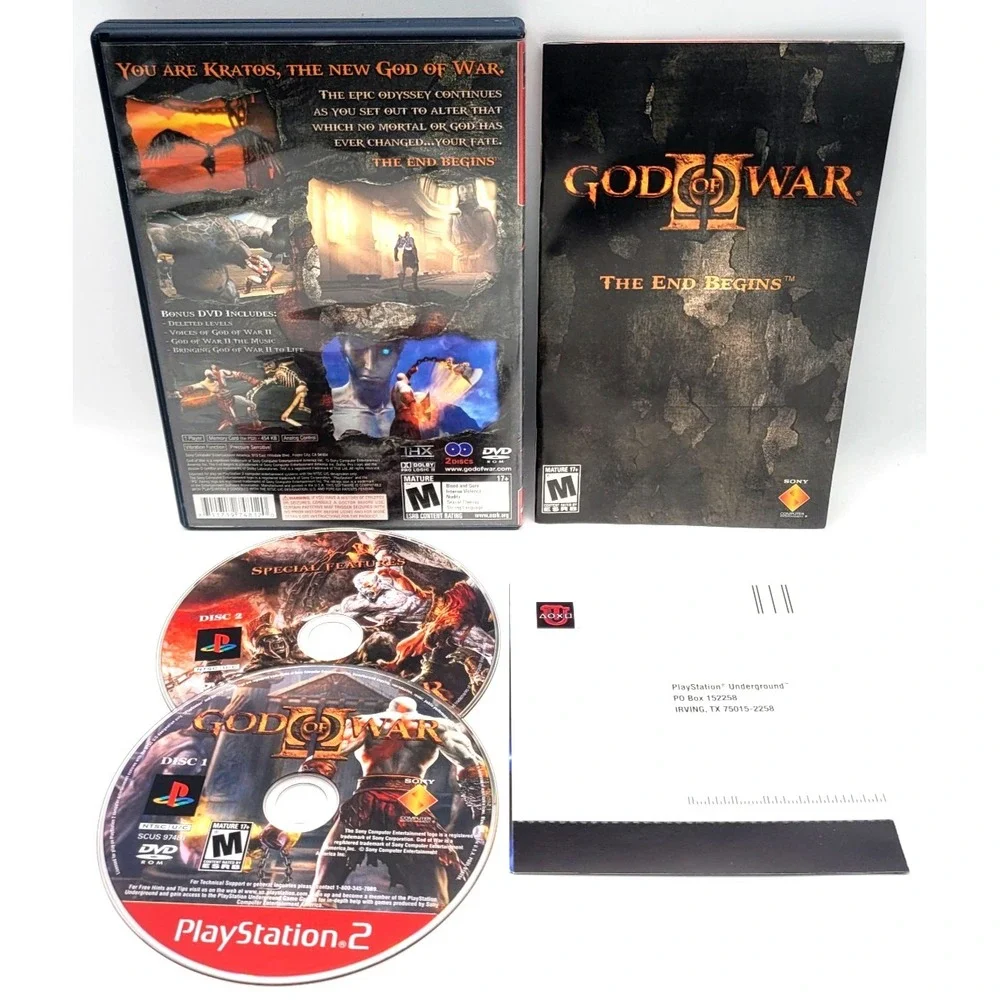 God of War II 2 (PS2,‎ 2007) CIB w/ Reg Card + Bonus Disc COMPLETE IN BOX